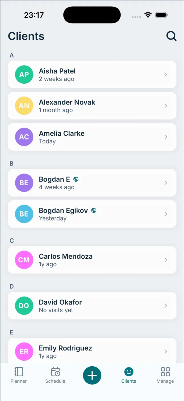 DaySync Clients on mobile