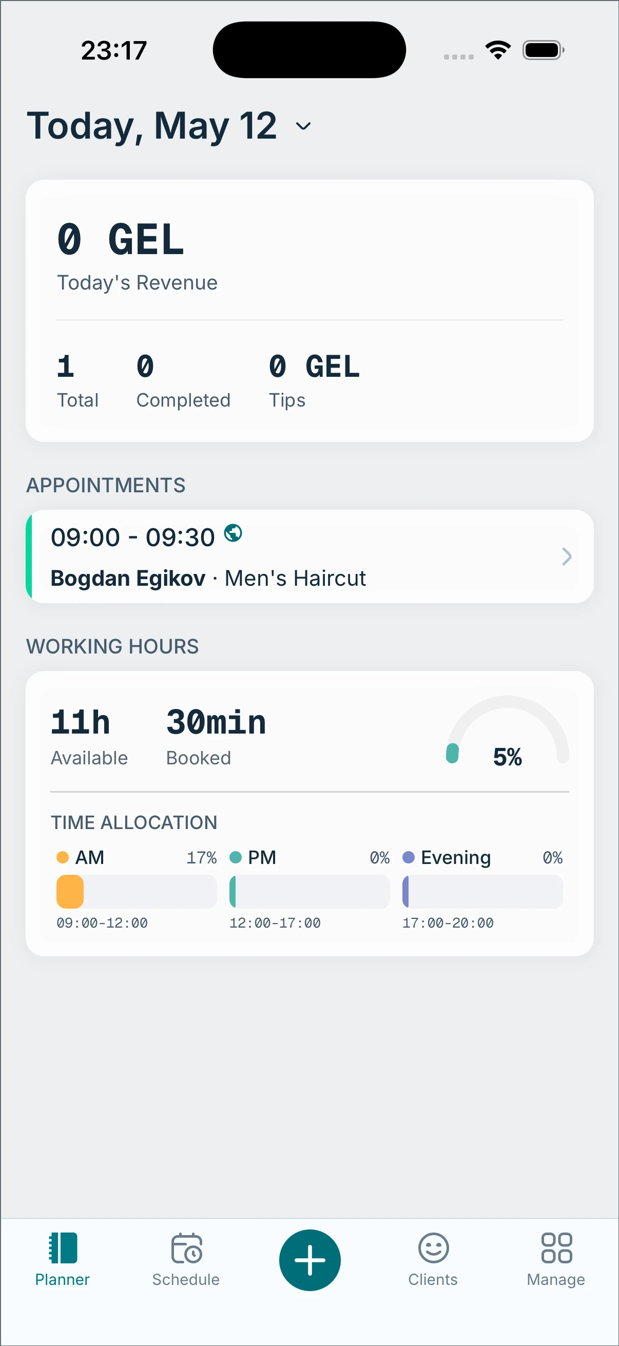 DaySync on a phone — the same day's planner, in step